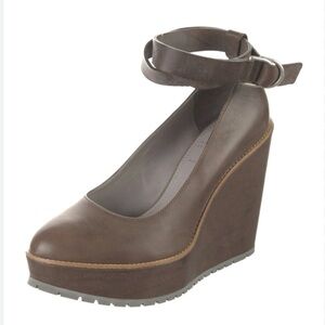 Brunello Cucinelli Designer Platform Leather Wedges Heels 40 US 9.5-10